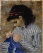 Pierre-Auguste Renoir Lise Sewing oil painting on canvas